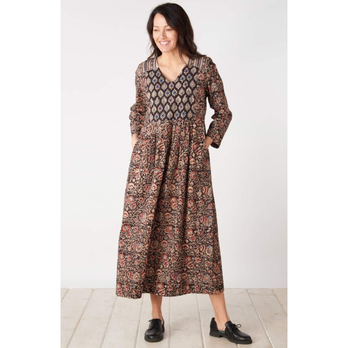 Geethali Mixed Print V-Neck Maxi Dress - Black/Multi