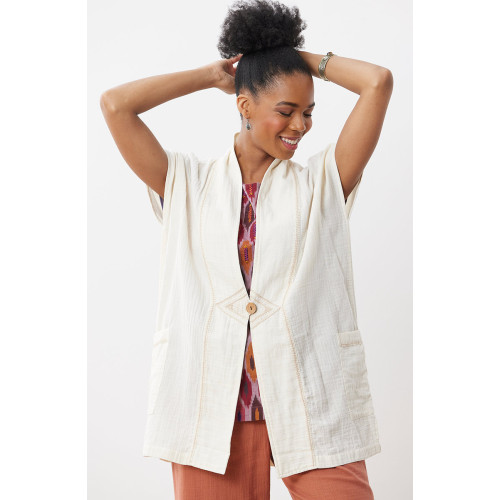 Kanai Cotton Double Gauze Jacket - Salt