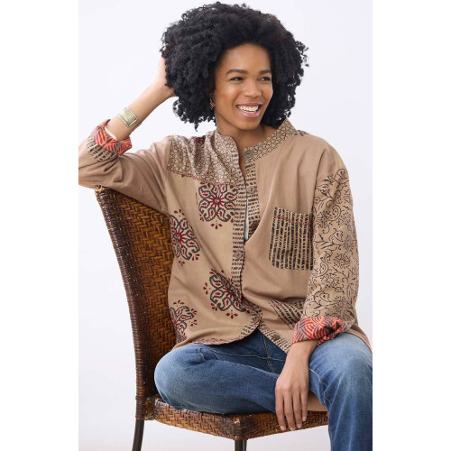 Chirala Reversible Cotton Twill Utility Jacket - Shale/Bittersweet