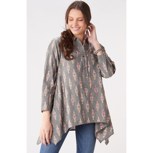 Naaziya Handkerchief Hem Tunic - Ash/Multi