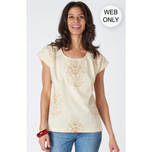 Tivisha Organic Cotton Cap Sleeve Top - Warm white