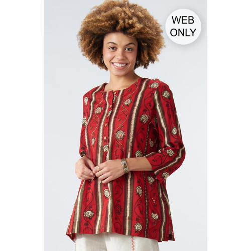 Sharuna 3/4 Sleeve Top - Salsa