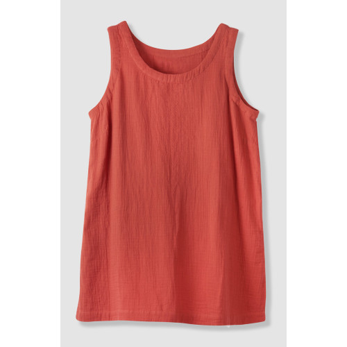 Sanju Double Gauze Long Tank - Fire red